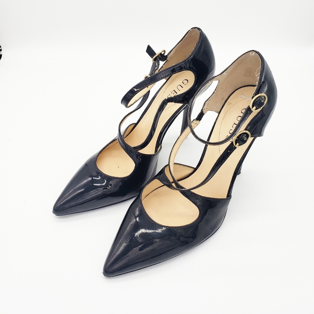 GUESS Black Pointed Toe Heels Sandals Size 8M